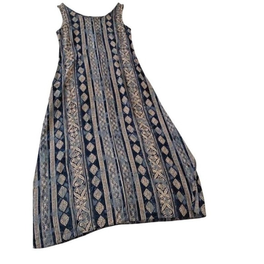 Marks & Spencer Vintage Maxi Dress Blue Paisley Boho Effortless Sleeveless M - Picture 6 of 16